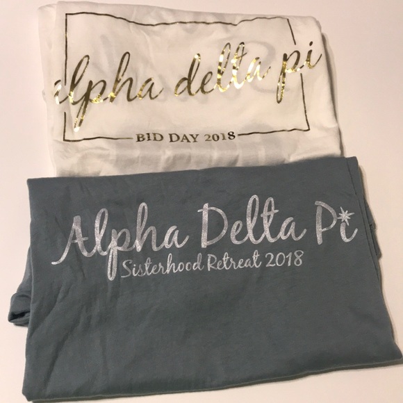 Alternative Tops - TWO Alpha Delta Pi ADPI shirts size M